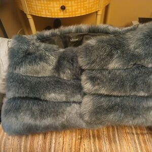 Dress Barn Charcoal Faux Fur Clutch